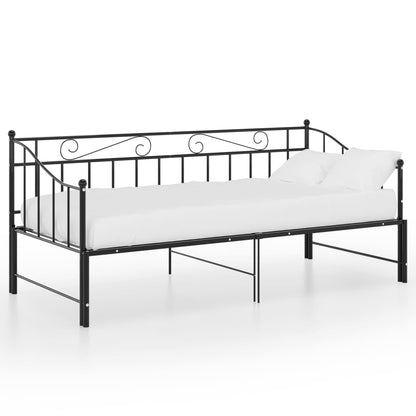 Slaapbankframe Uittrekbaar Metaal 90X200 Cm Zwart