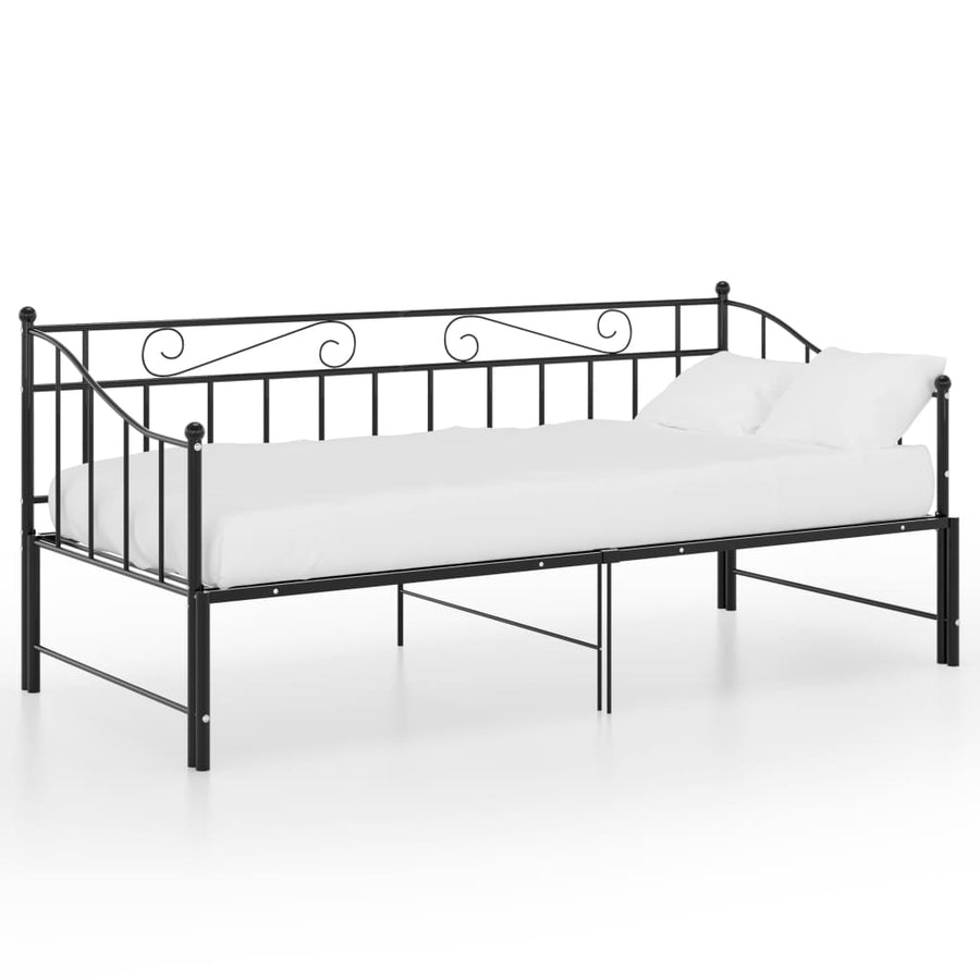 Slaapbankframe Uittrekbaar Metaal 90X200 Cm Zwart
