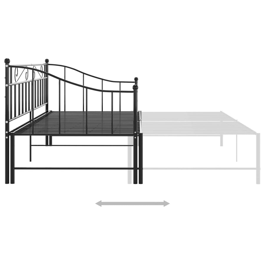 Slaapbankframe Uittrekbaar Metaal 90X200 Cm Zwart