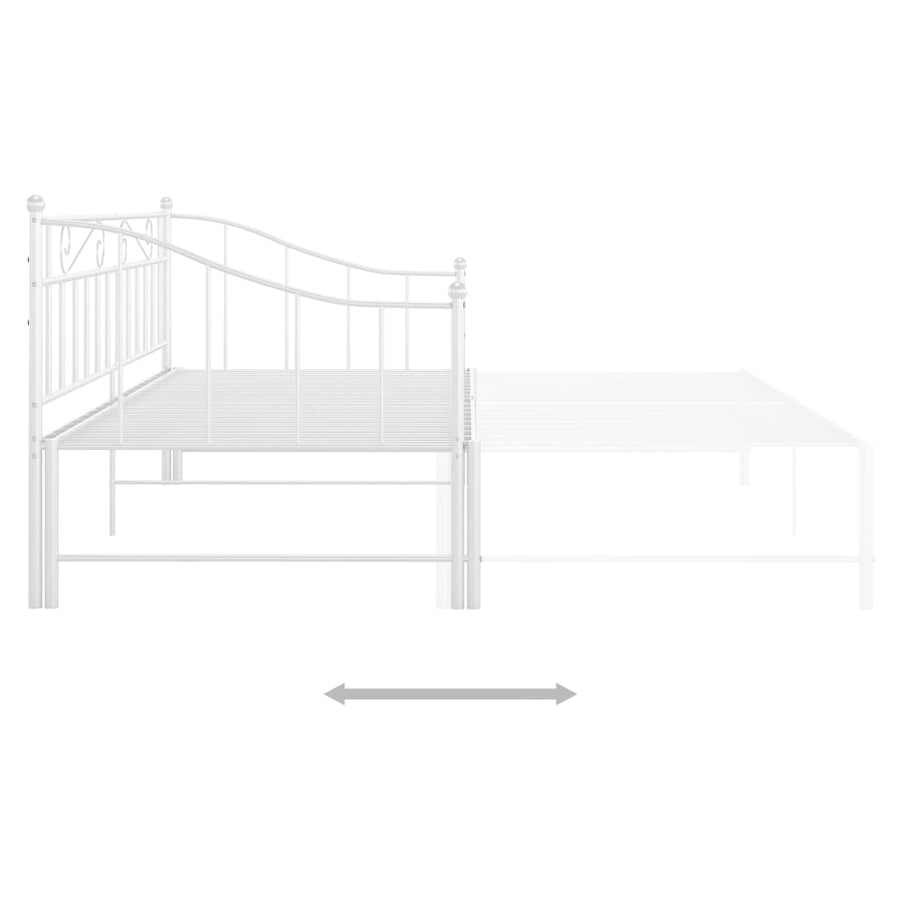 Slaapbankframe Uittrekbaar Metaal 90X200 Cm Wit