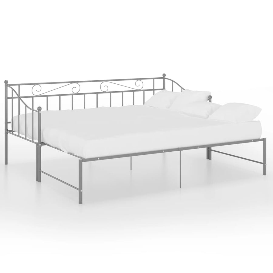 Slaapbankframe Uittrekbaar Metaal 90X200 Cm Grijs