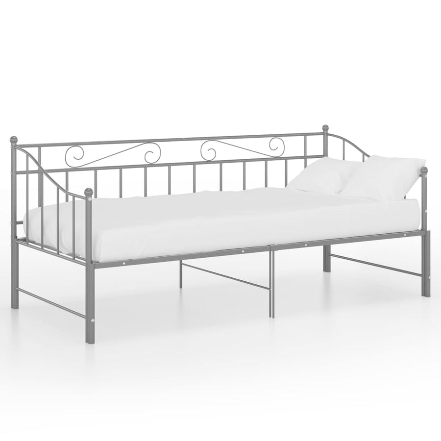 Slaapbankframe Uittrekbaar Metaal 90X200 Cm Grijs