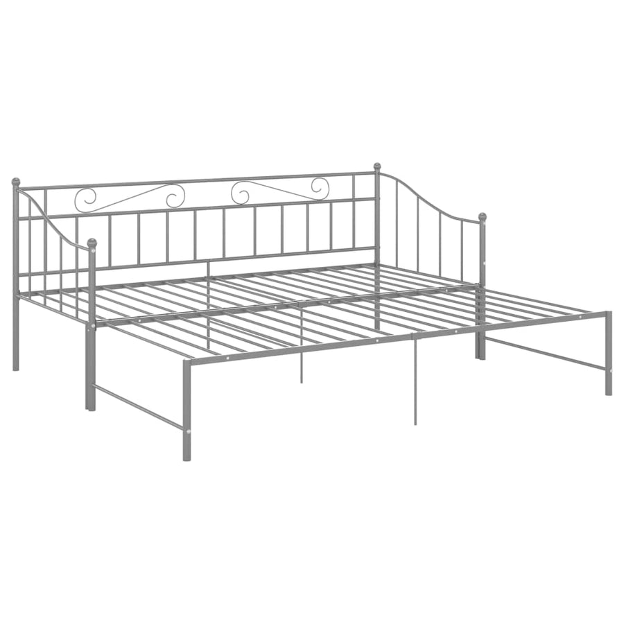 Slaapbankframe Uittrekbaar Metaal 90X200 Cm Grijs