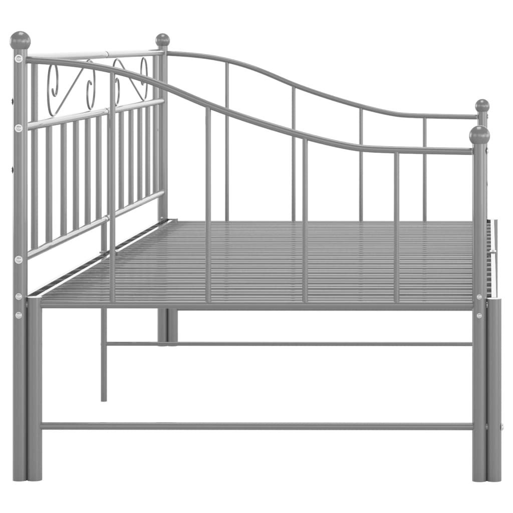 Slaapbankframe Uittrekbaar Metaal 90X200 Cm Grijs