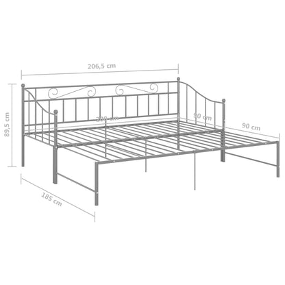 Slaapbankframe Uittrekbaar Metaal 90X200 Cm Grijs