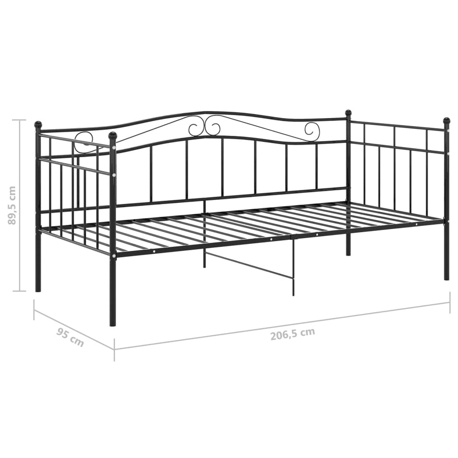 Slaapbankframe Metaal Zwart 90X200 Cm