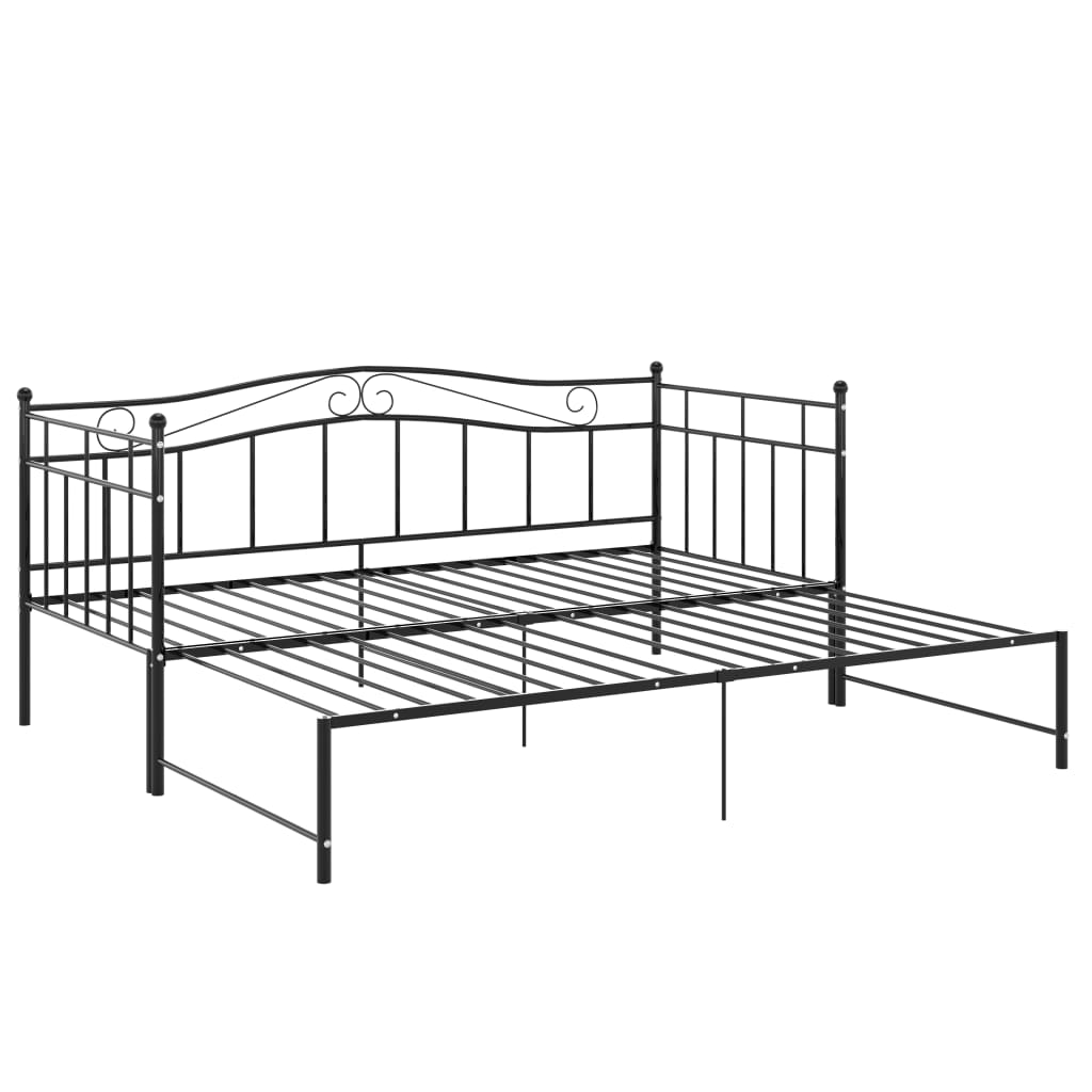 Slaapbankframe Uittrekbaar Metaal 90X200 Cm Zwart