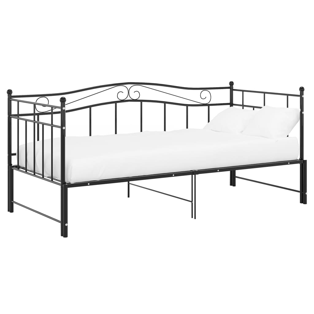Slaapbankframe Uittrekbaar Metaal 90X200 Cm Zwart
