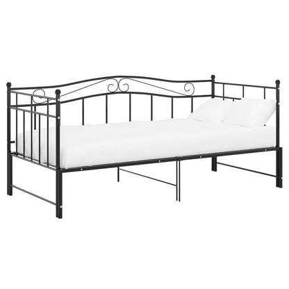Slaapbankframe Uittrekbaar Metaal 90X200 Cm Zwart