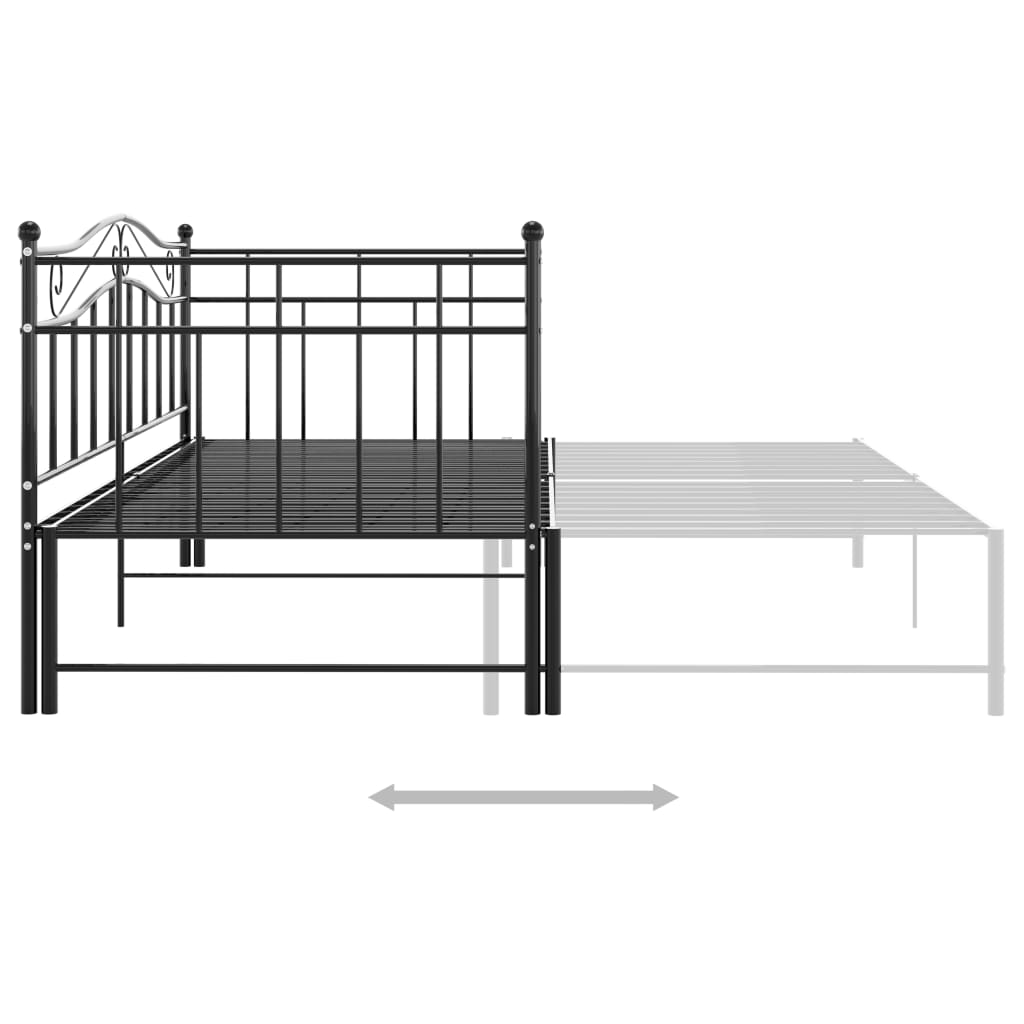 Slaapbankframe Uittrekbaar Metaal 90X200 Cm Zwart