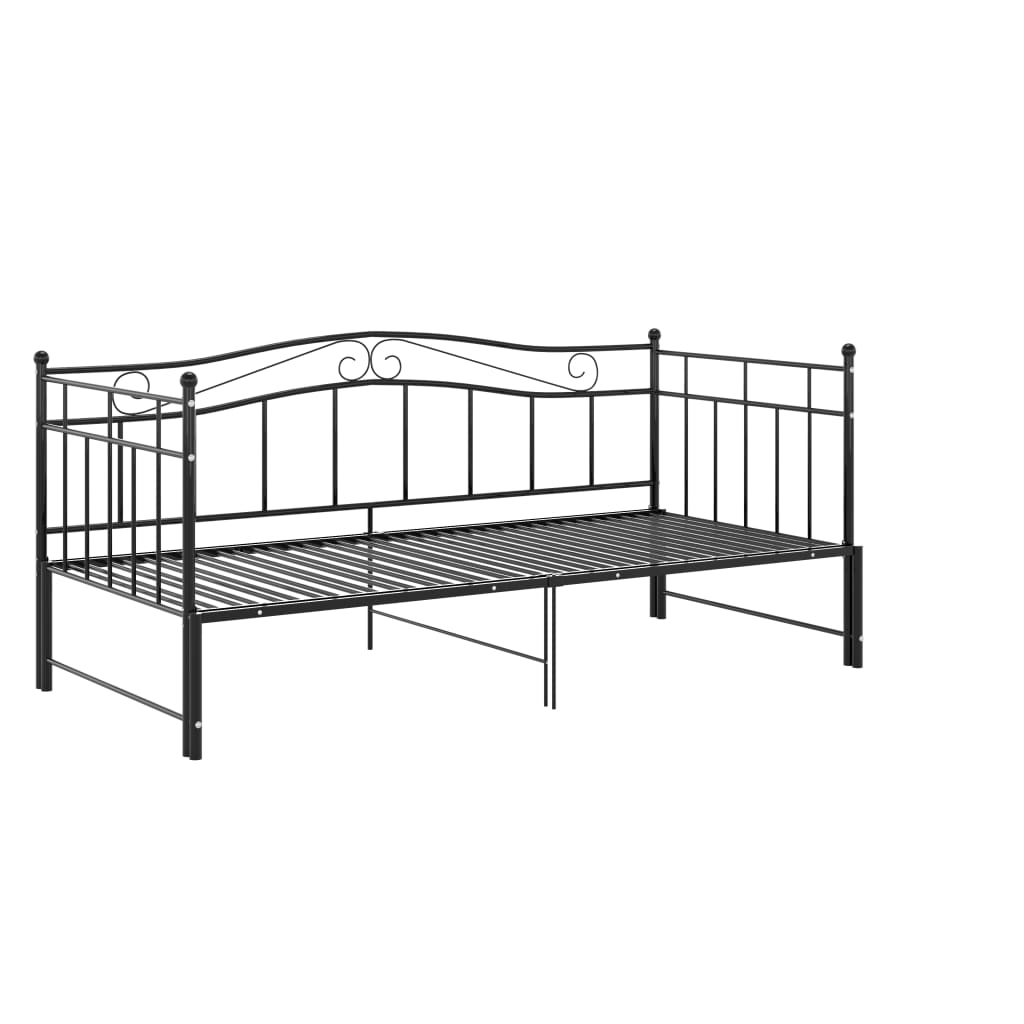 Slaapbankframe Uittrekbaar Metaal 90X200 Cm Zwart