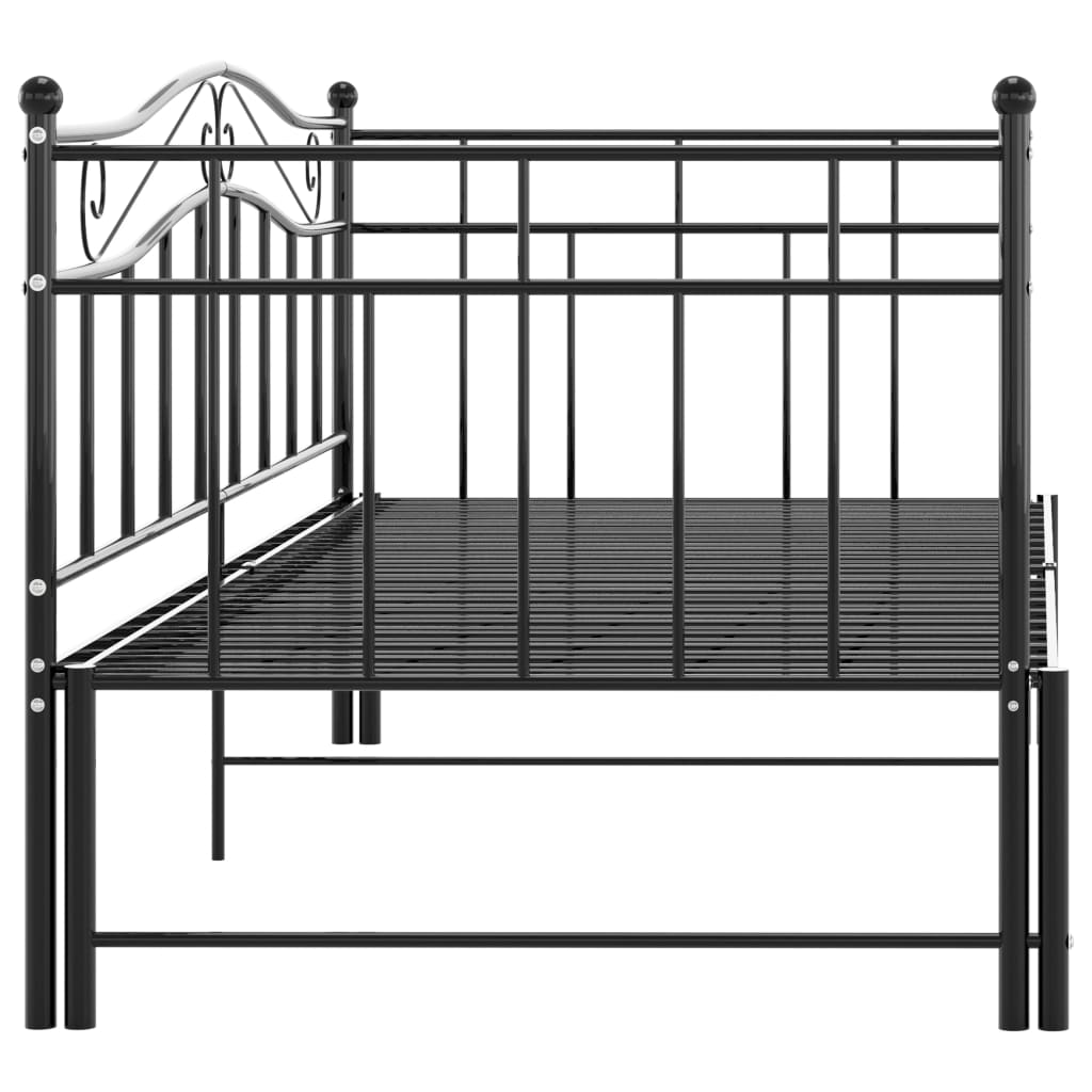 Slaapbankframe Uittrekbaar Metaal 90X200 Cm Zwart