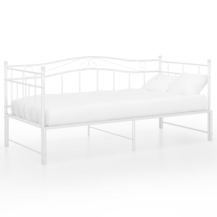 Slaapbankframe Uittrekbaar Metaal 90X200 Cm Wit