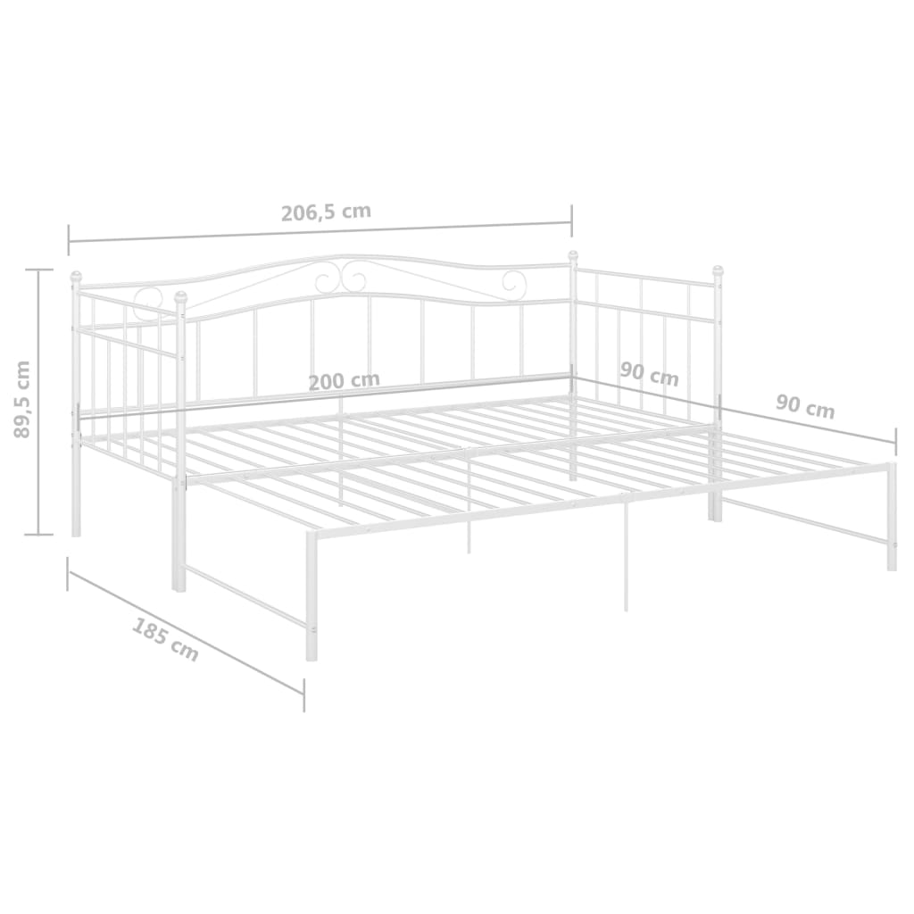 Slaapbankframe Uittrekbaar Metaal 90X200 Cm Wit