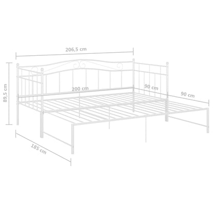 Slaapbankframe Uittrekbaar Metaal 90X200 Cm Wit