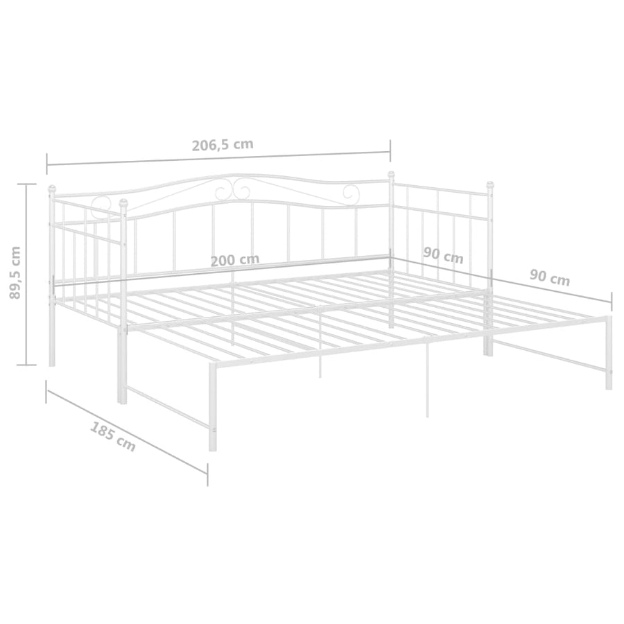 Slaapbankframe Uittrekbaar Metaal 90X200 Cm Wit