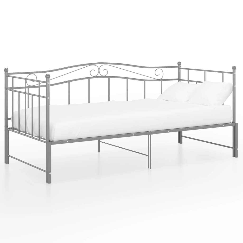 Slaapbankframe Uittrekbaar Metaal 90X200 Cm Grijs