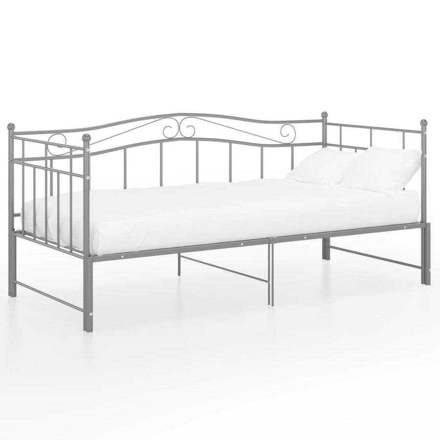 Slaapbankframe Uittrekbaar Metaal 90X200 Cm Grijs