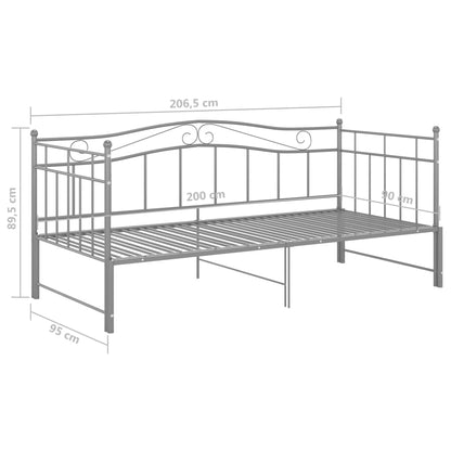 Slaapbankframe Uittrekbaar Metaal 90X200 Cm Grijs