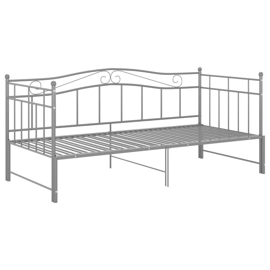 Slaapbankframe Uittrekbaar Metaal 90X200 Cm Grijs
