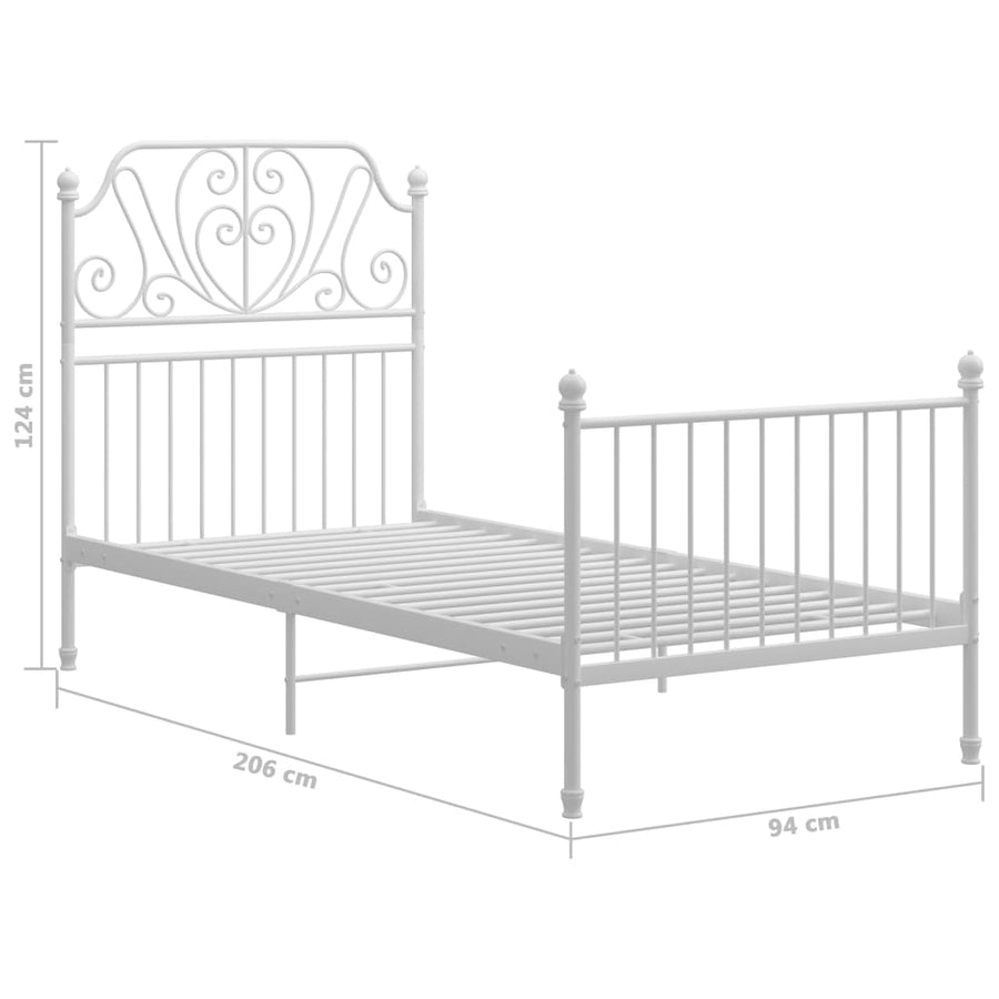 Bedframe Metaal 90 x 200 cm Wit