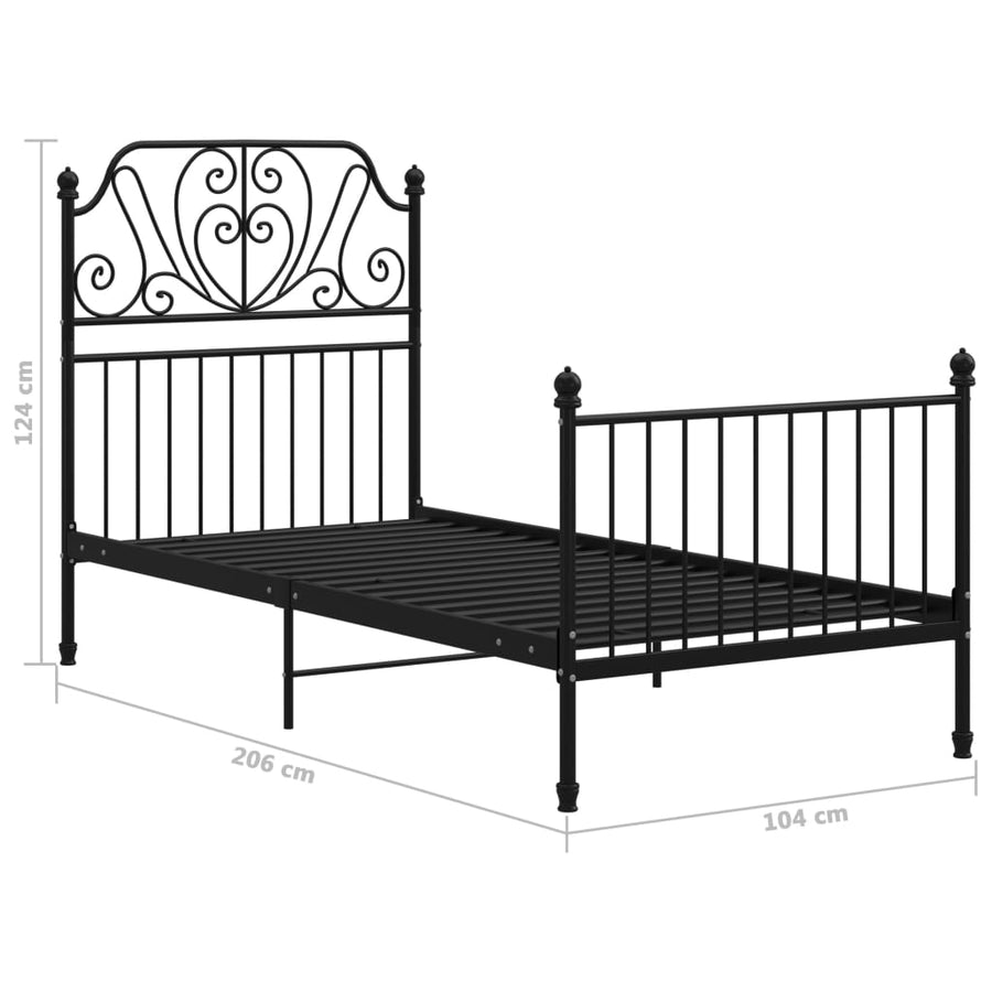 Bedframe Metaal 100 x 200 cm Zwart