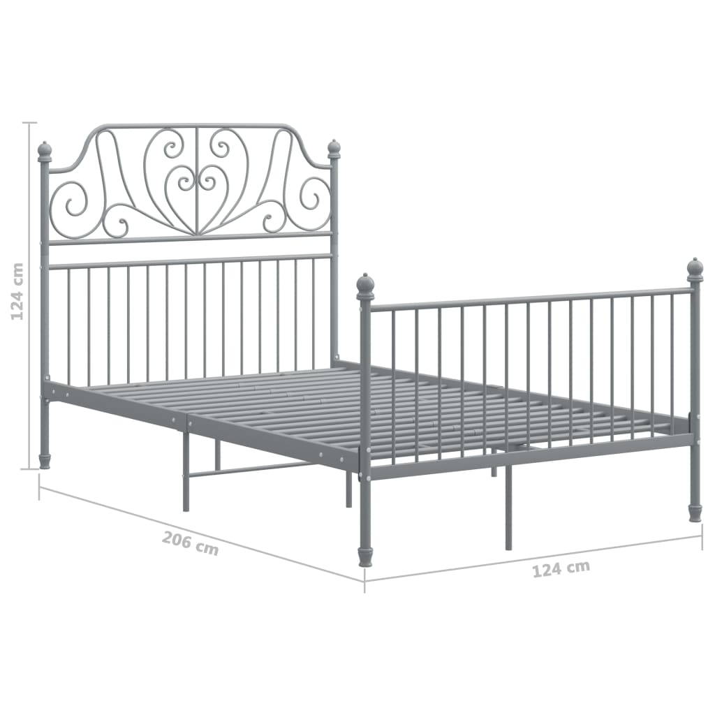 Bedframe Metaal 120 x 200 cm Grijs