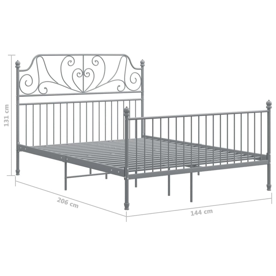 Bedframe Metaal 140 x 200 cm Grijs