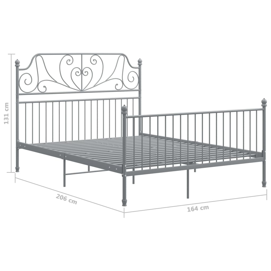 Bedframe Metaal 160 x 200 cm Grijs