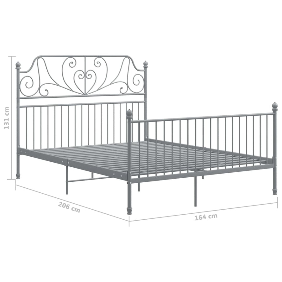 Bedframe Metaal 160 x 200 cm Grijs