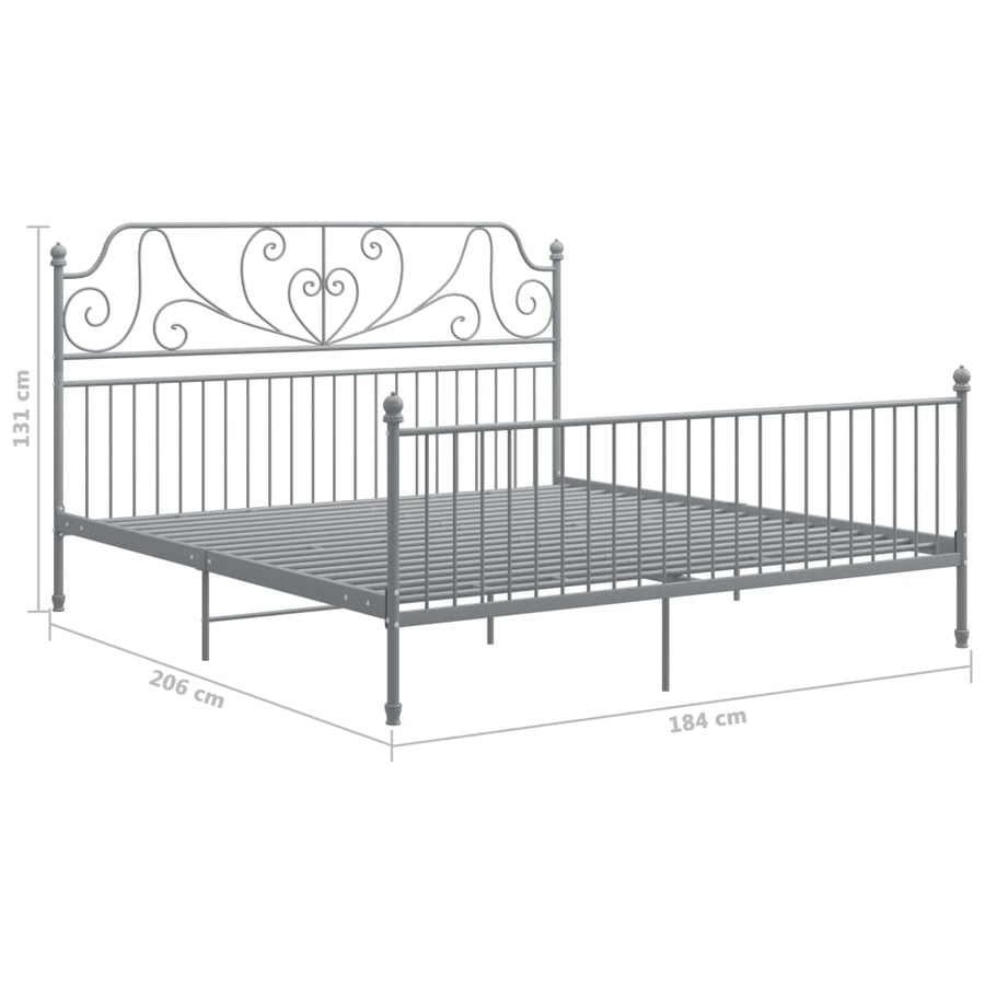 Bedframe Metaal 180 x 200 cm Grijs