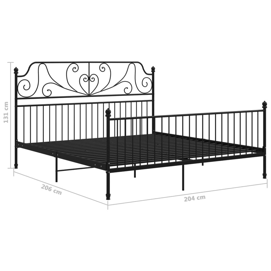 Bedframe Metaal 200 x 200 cm Zwart