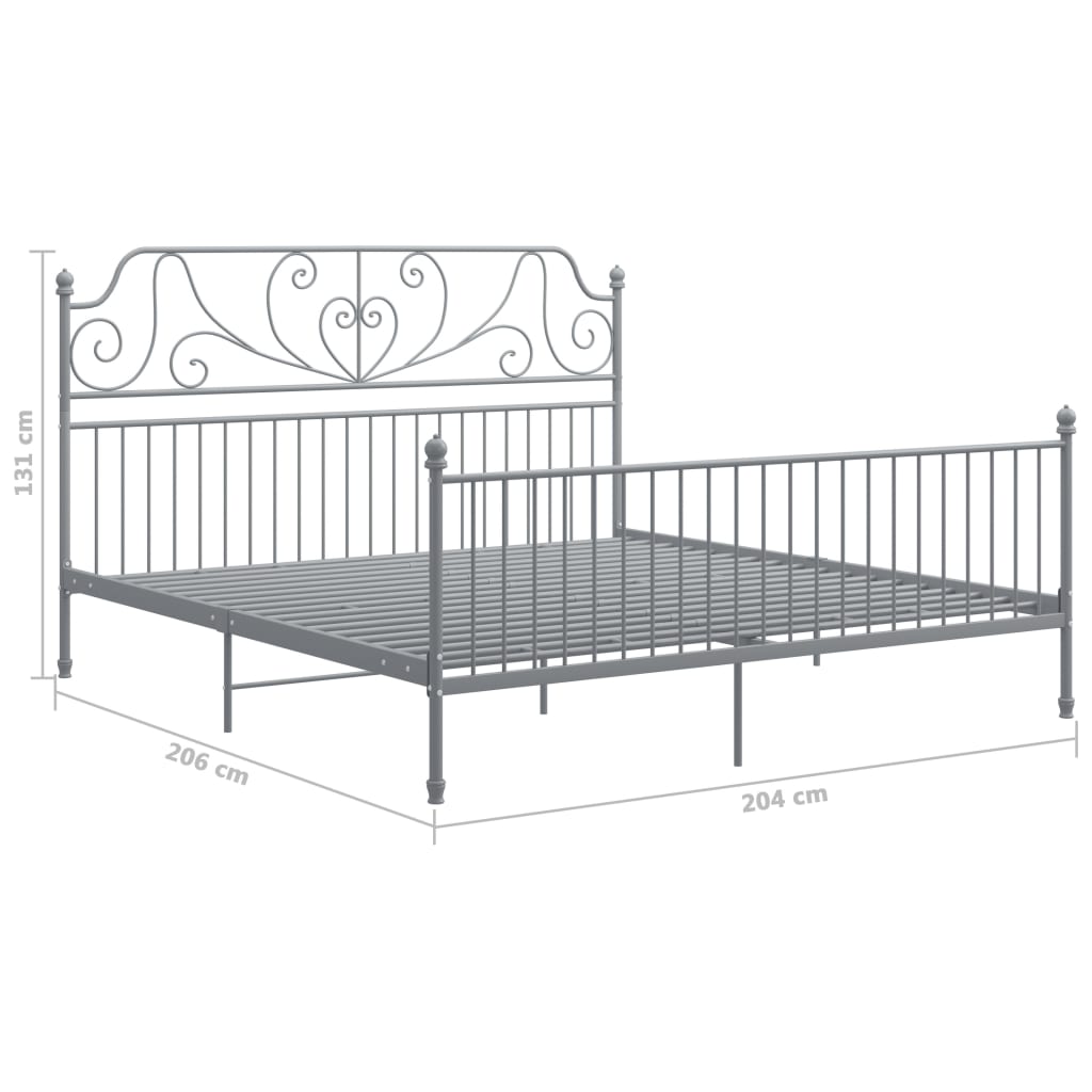 Bedframe Metaal 200 x 200 cm Grijs