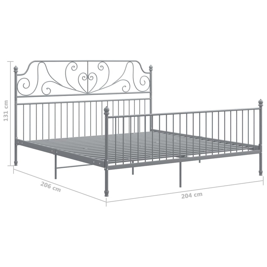 Bedframe Metaal 200 x 200 cm Grijs