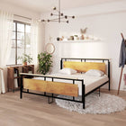 Bedframe metaal 180x200 cm zwart eikenhout MDF