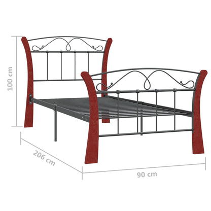Bedframe Metaal Zwart 90X200 Cm