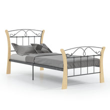 Bedframe Metaal 90 x 200 cm Zwart en lichtbruin