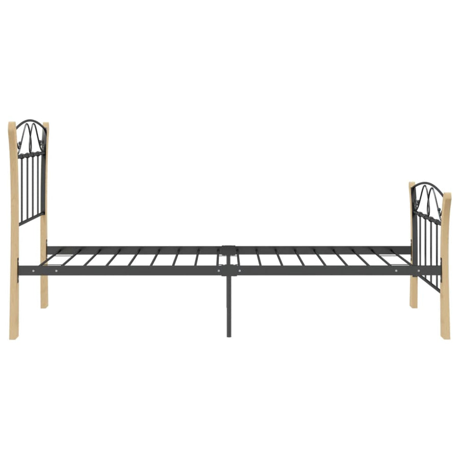 Bedframe Metaal 90 x 200 cm Zwart en lichtbruin
