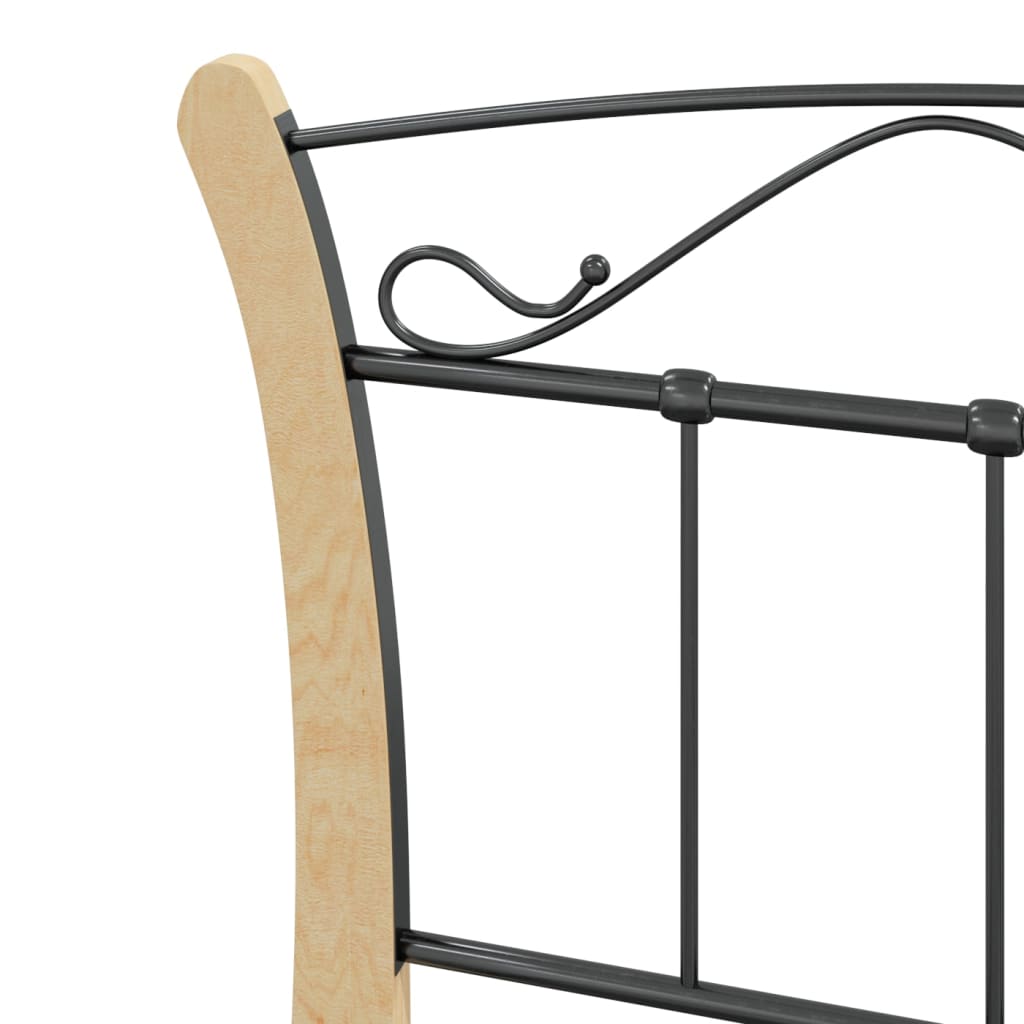 Bedframe Metaal 90 x 200 cm Zwart en lichtbruin