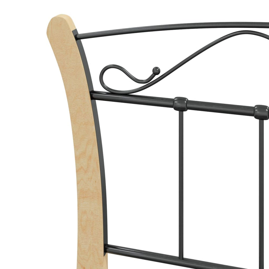 Bedframe Metaal 90 x 200 cm Zwart en lichtbruin