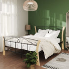 Bedframe metaal zwart 140x200 cm 140 x 200 cm black and light wood