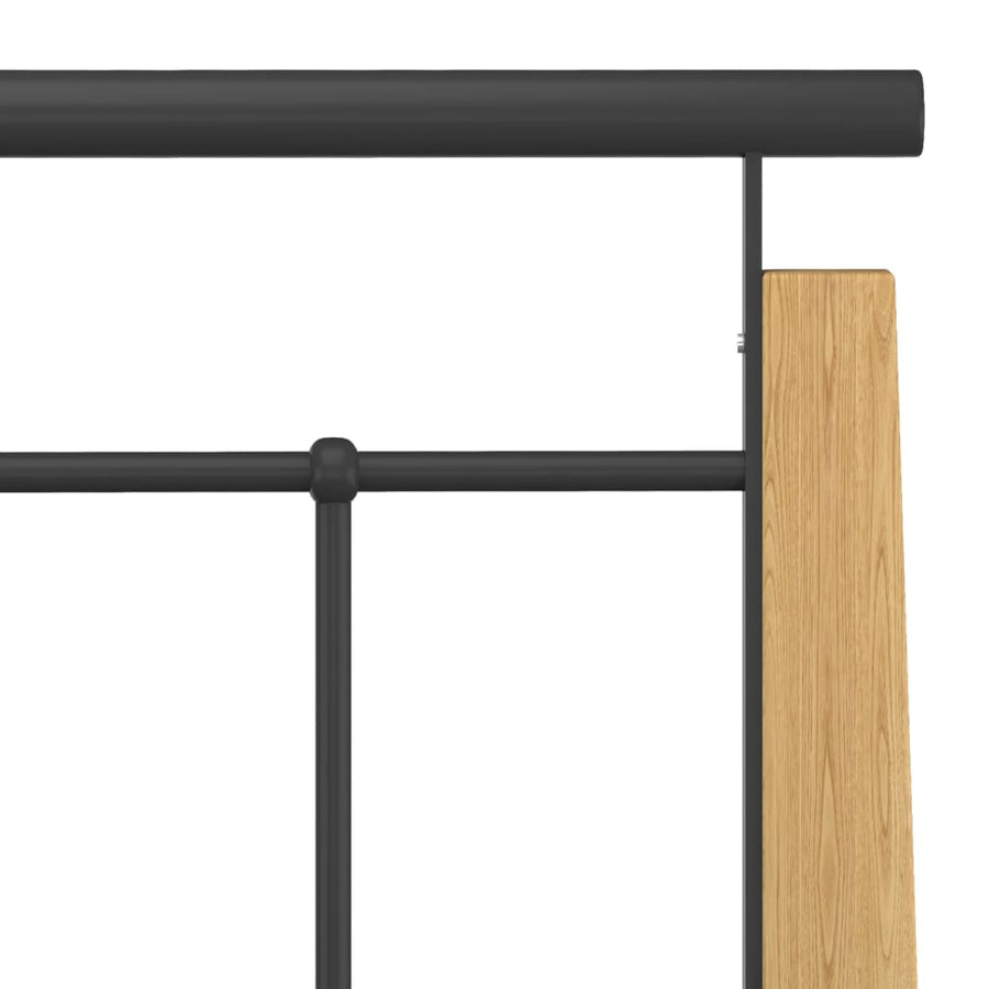 Bedframe Metaal En Massief Eikenhout 100 x 200 cm Lichtbruin