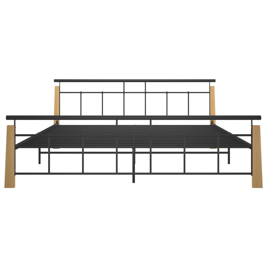 Bedframe Metaal En Massief Eikenhout 200 x 200 cm