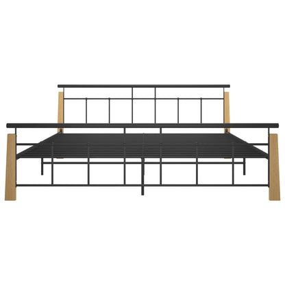 Bedframe Metaal En Massief Eikenhout 200 x 200 cm