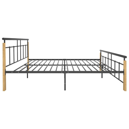 Bedframe Metaal En Massief Eikenhout 200 x 200 cm