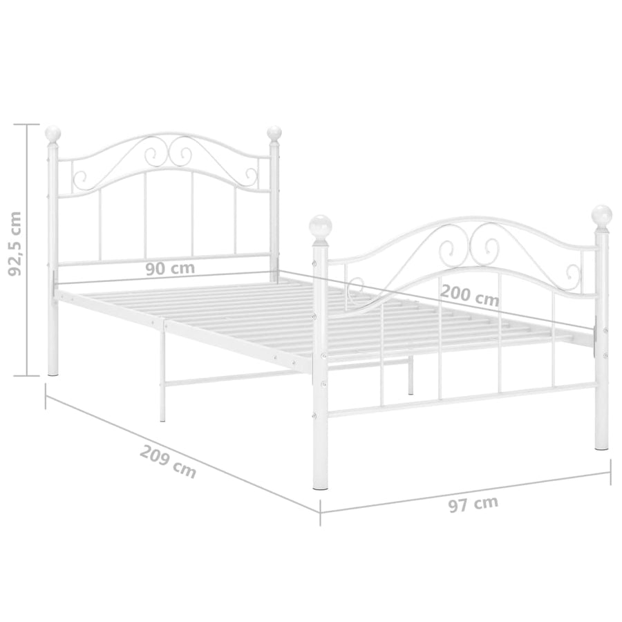 Bedframe Metaal 90 x 200 cm Wit