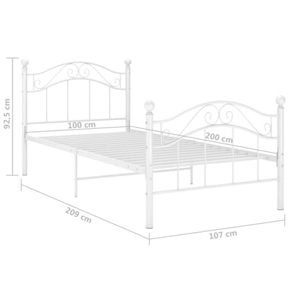 Bedframe Metaal 100 x 200 cm Wit