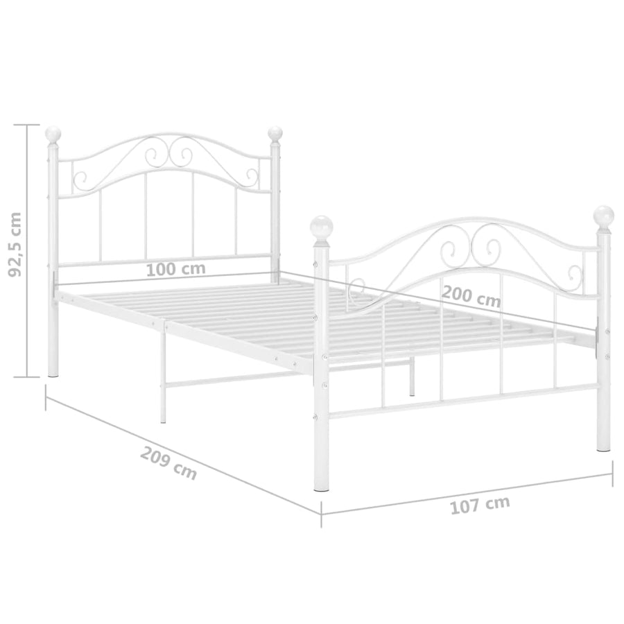 Bedframe Metaal 100 x 200 cm Wit