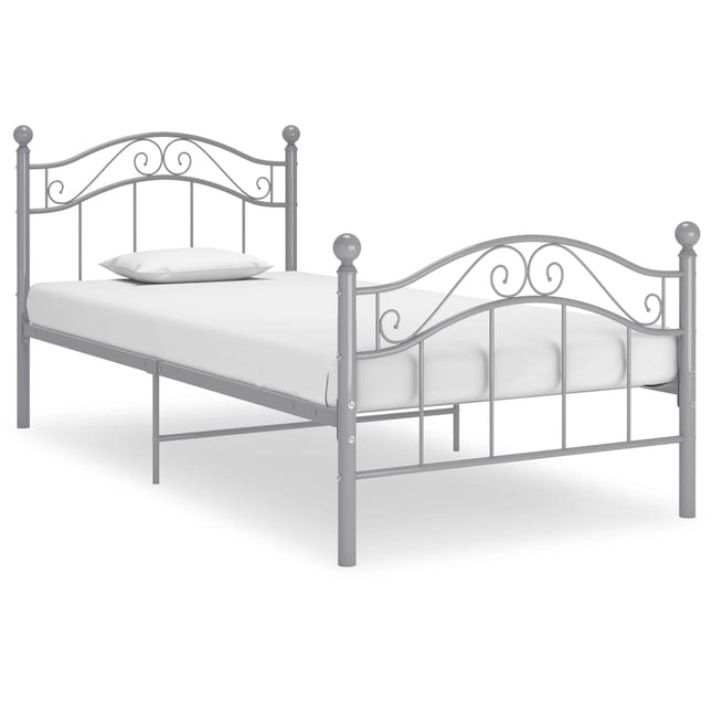 Bedframe metaal grijs 100x200 cm 100 x 200 cm Grijs