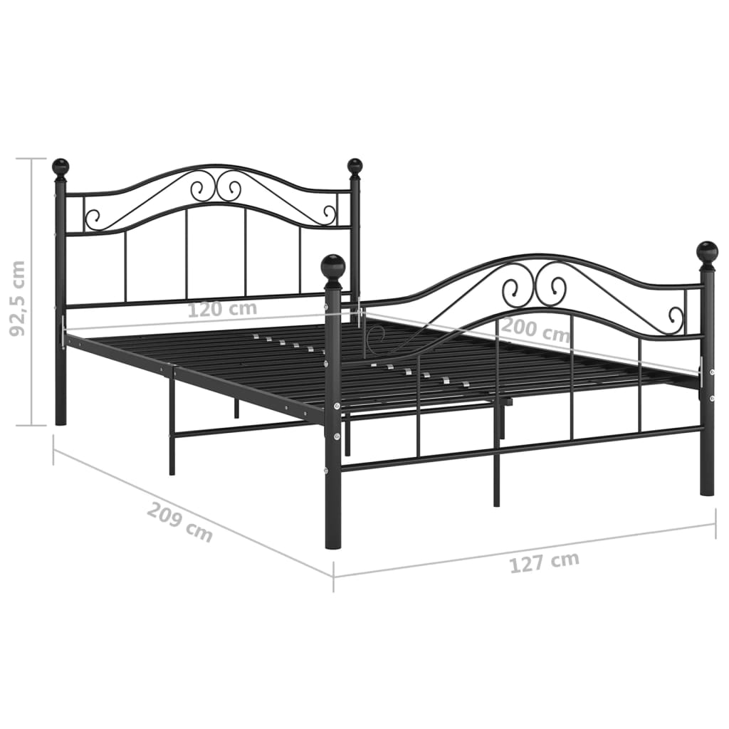 Bedframe Metaal 120 x 200 cm Zwart